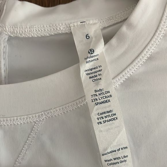 Lulu Lemon top, two tone color (white with beige sleeves) size 6, EUC - Picture 3 of 3